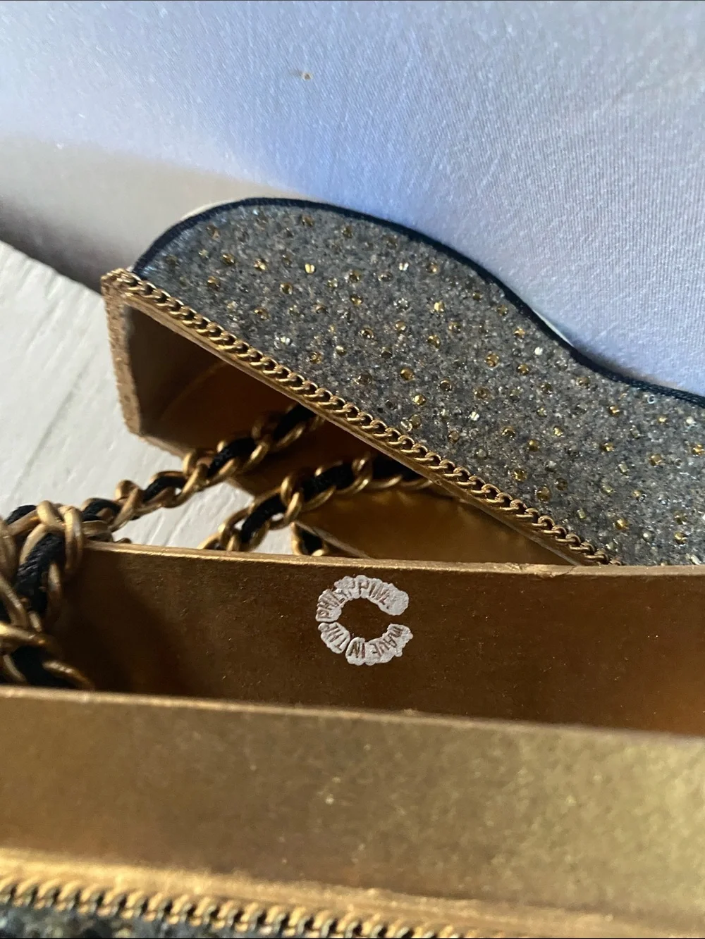 Black & Gold Embellished Heart Crossbody Purse